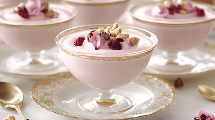 Elegant Pink Dessert Cups with Berries and Granola
