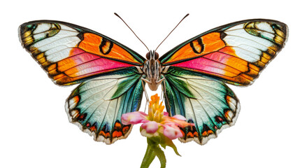 Fototapeta premium Vibrant monarch butterfly alighting on flower nature setting macro photography close-up view beauty of wildlife