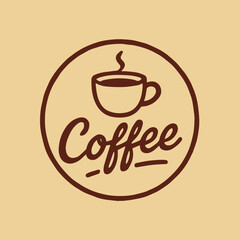 Classic Coffee House Emblem Featuring a Steaming Mug and Stylish Typography