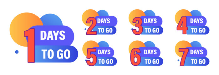 Visually striking countdown from seven days to one day left