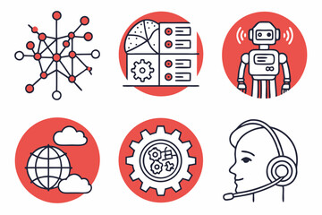 vector illustration of a set of skulls