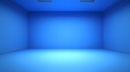 Empty Blue Room Studio Background Minimalist Interior Design Space