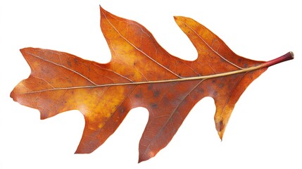Vibrant Autumn Oak Leaf Isolated on White Background
