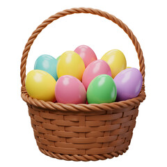 colorful easter eggs in basket