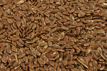 Flax Seeds Close-up - Brown Linseeds Used in Nutrition and Traditional Medicine
