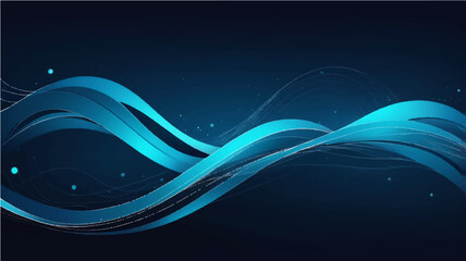 Abstract blue vector wave design with flowing lines for a modern technology background