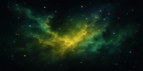 Abstract deep space background with bright stars and a blue nebula