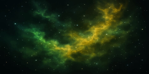 Abstract starry space background with deep blue galaxy and bright cosmic nebulae