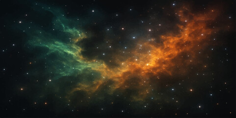 Abstract cosmic galaxy background with bright stars and blue nebula clouds