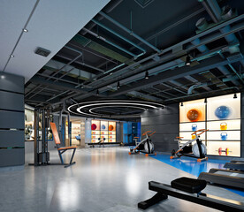 3d render spa gym fitness center