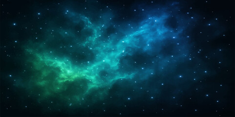 Abstract deep outer space galaxy background loop with bright blue stars and cosmic nebula light