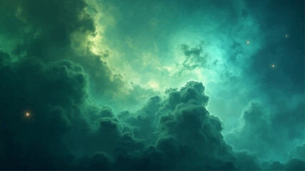 Fototapeta premium Blue sky with dramatic clouds, a vivid cloudscape perfect for nature and weather backgrounds