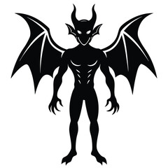 demon with wings vector art