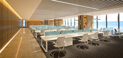 3d render working office interior