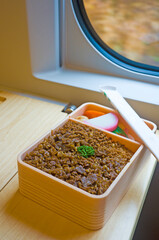 Japanese Meal Box (Bento) on a Japanese Bullet train.