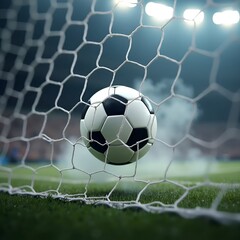 A victorious moment as the soccer ball hits the back of the net capturing the essence of teamwork