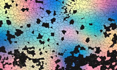 Old film light leaks texture with scratches, noise, iridescent light. Rainbow lens flare effect, camera film filter with dust, grain. Distressed retro photo burn effect, texture of cracked paint wall