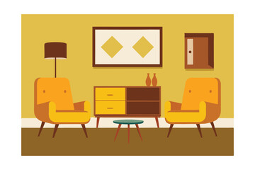 Mid-Century Modern Living Room Retro Interior Design Inspiration