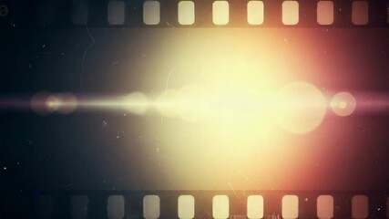 Vintage film reel with glowing light leak and subtle scratches - Powered by Adobe