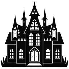 Obraz premium Silhouette of a haunted hous