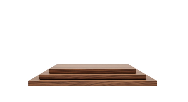 3 step wooden made podium stage isolated on png background
