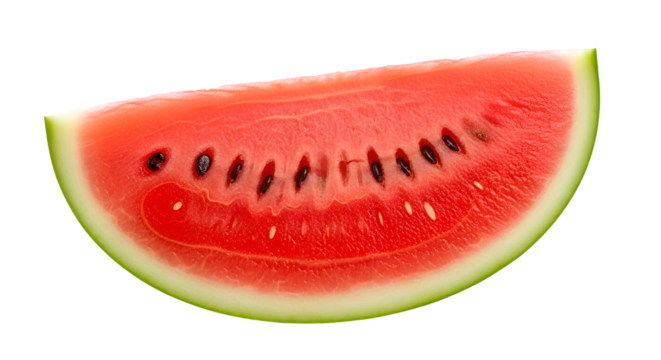 Watermelon Slice on Transparent Background, Juicy Summer Fruit with Seeds, Refreshing Red Flesh, Perfect for Designs and Images with Transparent Background. - Powered by Adobe