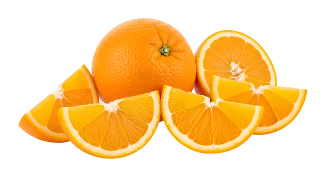 Juicy Oranges Sliced Beautifully, Transparent Background