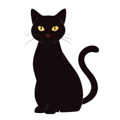 Modern Black Cat Sitting Vector Art for Merchandise