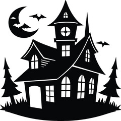 Silhouette of a haunted hous