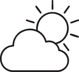 Simple Weather Icon Depicting a Sun Partially Obscured by a Cloud in a Black Outline Style