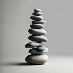 Fototapeta premium Rocks stacked on one another on a neutral background