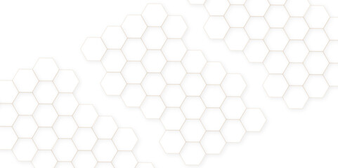 Abstract white hexagon concept background. Seamless pattern with hexagon. Hexagonal white hexagons honeycomb wallpaper. Abstract white lines background.	