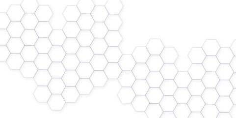 Abstract white hexagon concept background. Seamless pattern with hexagon. Hexagonal white hexagons honeycomb wallpaper. Abstract white lines background.	