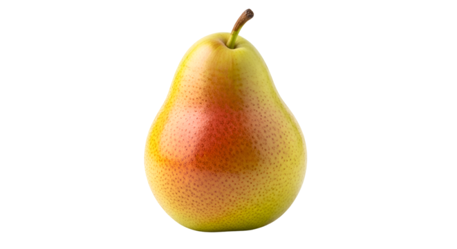 Ripe Yellow-Red Pear on Transparent Background,  A Vibrant Fruit Image with  Clean Cutout