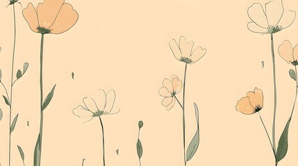 Elegant Minimalist Floral Design Pastel Peach Background