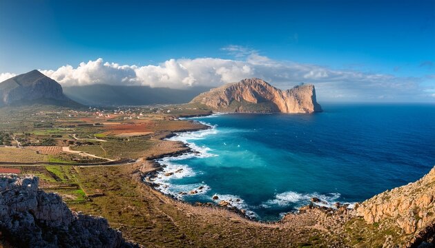 aerial view of macari coastline near san vito lo capo sicily