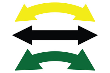 Dual semi circle arrow set . Vector illustration. Semicircular curved thin long double ended arrow set . Double Arrow. eps 10