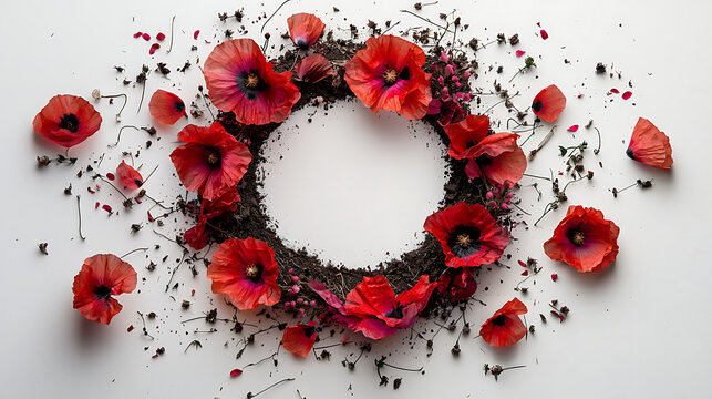Red Poppy Flower Wreath Remembrance Day Floral Arrangement
