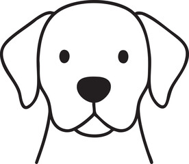 Simple Line Drawing of a Dog s Head with Droopy Ears and a Large Black Nose