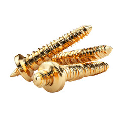 Naklejka premium Golden Screws: Three gleaming golden screws lay in a visually striking arrangement, capturing the essence of precision and meticulous craftsmanship.