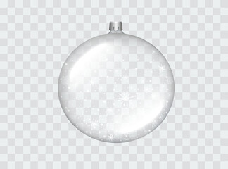 Christmas ball on isolated background. Glass or Silver ball. Christmas tree ball for the holidays. Vector illustration. Eps 10