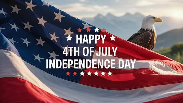 American flag with bald eagle independence day footage