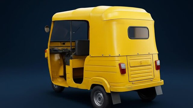 Vibrant Yellow Auto-rickshaw, Three-wheeler, Transportation