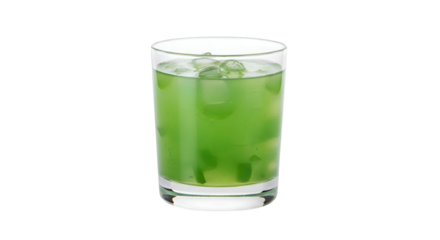 Refreshing Green Drink Recipe with Ice,  Perfect for Summer,  Transparent Background