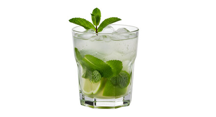 Refreshing Mojito Recipe: Make a delicious, icy summer drink with lime, mint, and a transparent background.
