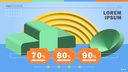 Geometric 3D Podium with Sale Discount Labels
