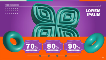 Geometric 3D Composition with Discount Labels Design