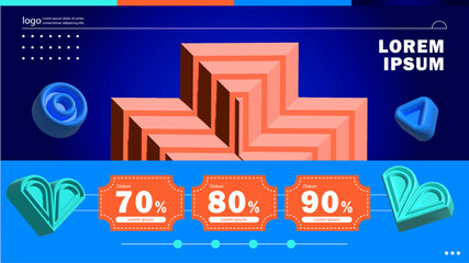 Geometric 3D Composition with Discount Labels Design
