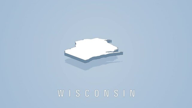 3D isometric map of Wisconsin with soft shadow