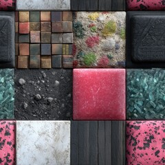 seamless collection features variety of textures made from recycled materials, perfect for backgrounds in design projects generative ai